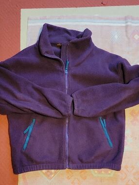 Vintage Eddie Bauer Purple Fleece Jacket Purple And GREEN